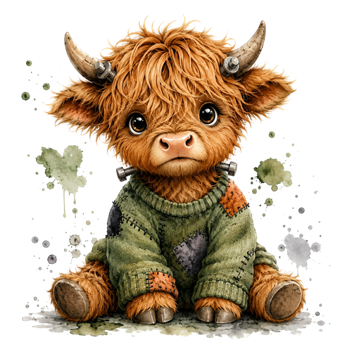 Halloween Highland Cow Clipart (5) sticker motiv