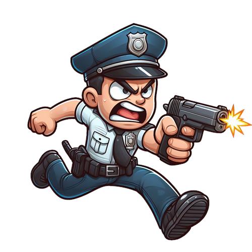 Handlende Politibetjent med Pistol