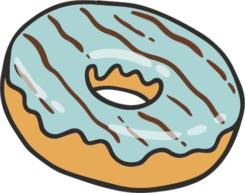 Farverig glasur donut med chokolade striber