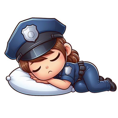 Søvnig Politibetjent i Chibi-Stil