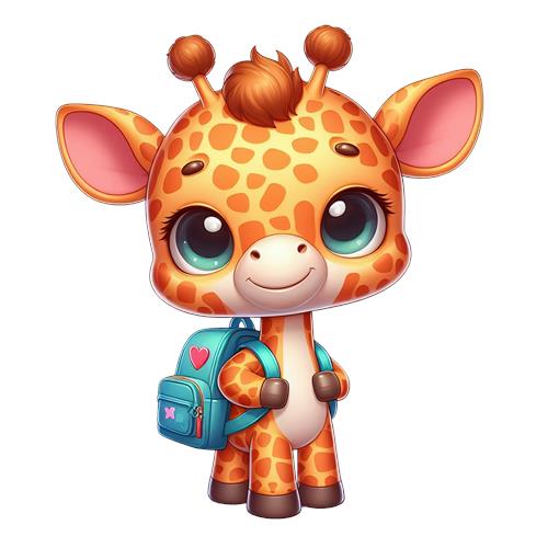 Sød Giraff med Rygsæk