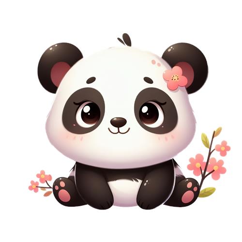 Sød panda med blomster