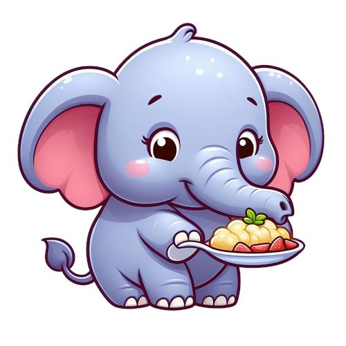 Sød elefant med mad