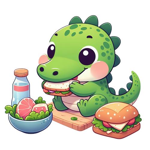 Sød dinosaur med mad
