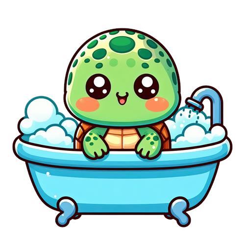 Sød skildpadde i badekar