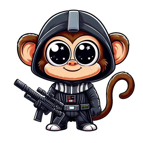 Sød abe i Darth Vader kostume