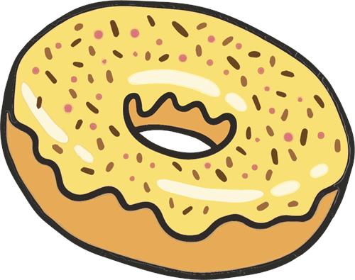 Lækker gul donut med krymmel