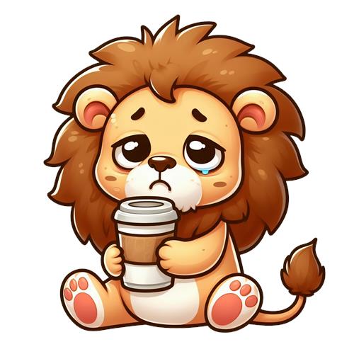 Sødt lille løve med kaffe