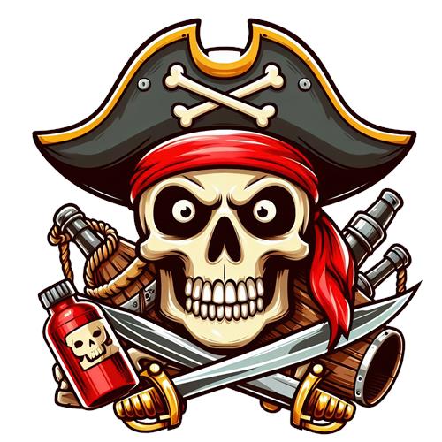 Piratskalle med sværd og kanoner