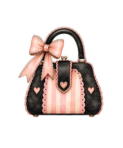 Vintage håndtaske med rosa sløjfe