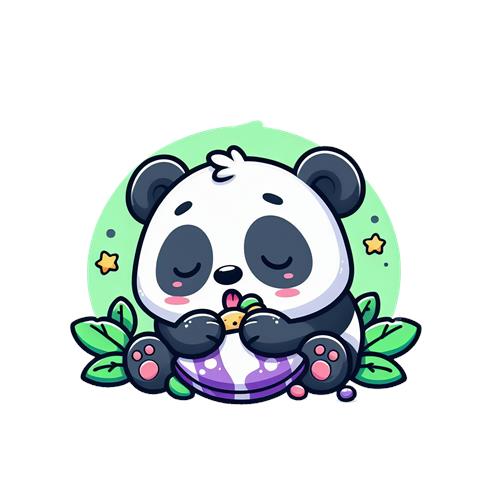 Sødt sovende panda med frugt