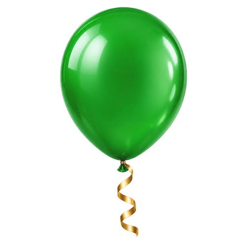 Grøn ballon med gyldent bånd