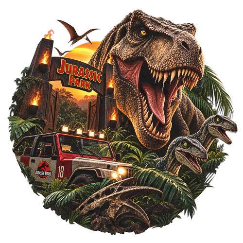 Jurassic Park dinosaurer og jeep
