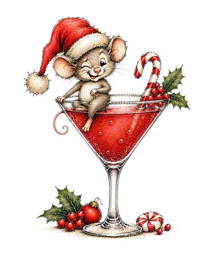 Julemuse i rød cocktail