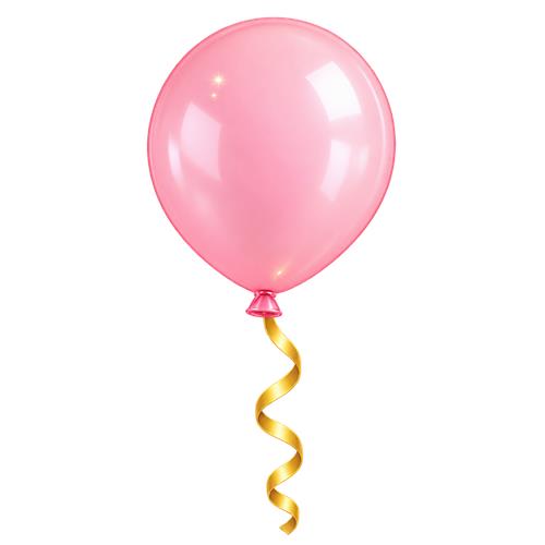 Lyserød ballon med gyldent bånd
