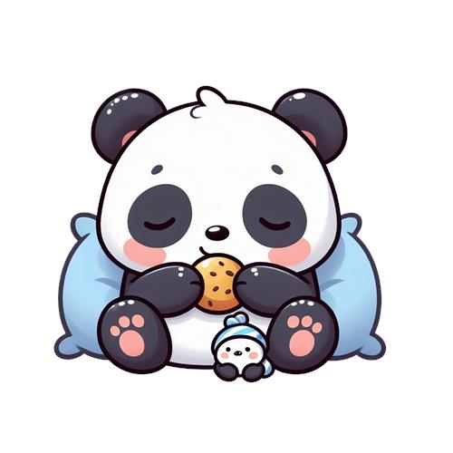 Sød panda med småkage og bamse