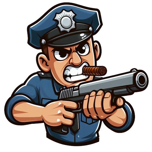 Aggressiv Politimand med Pistol