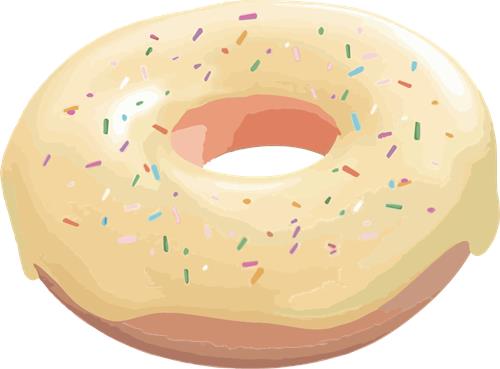 Lækkert donut med glasur og strøelse