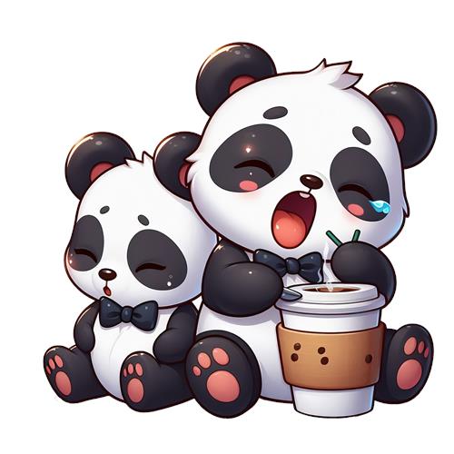 Søde pandabjørne med kaffe