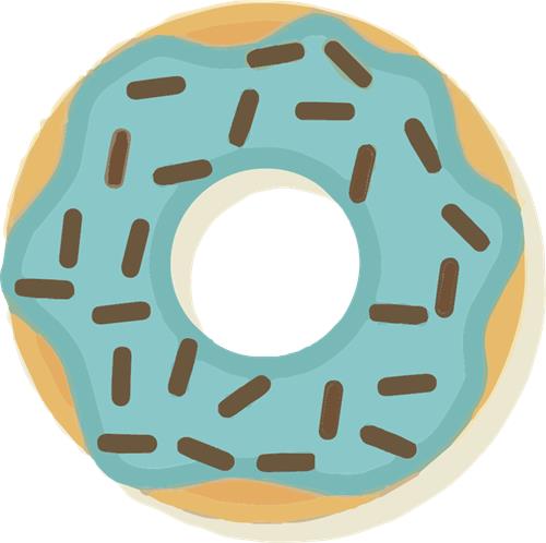 Farverig donuts med glasur og chokoladechips