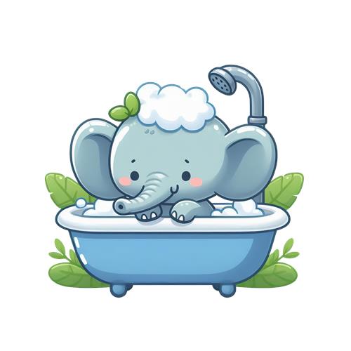 Sød elefant i badekar