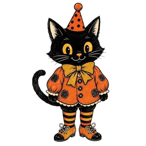 Sød sort kat i Halloweenkostume