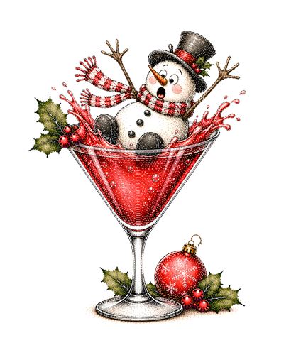 Julesnemandsfigur i rødt cocktailglas