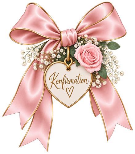 Lyserød konfirmationssløjfe med rose