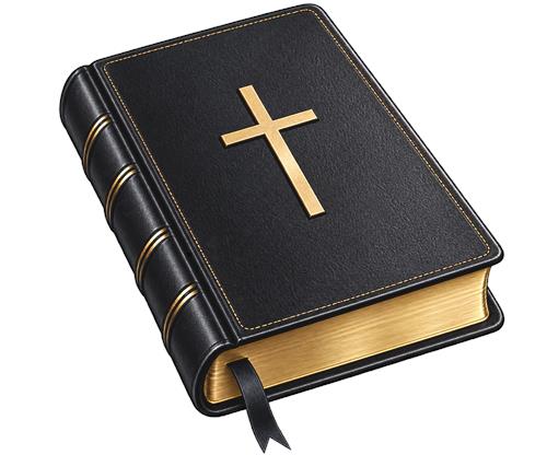 Sort bibel med gyldent kors