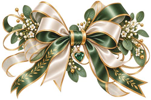 Grøn og hvid julebue med blomster