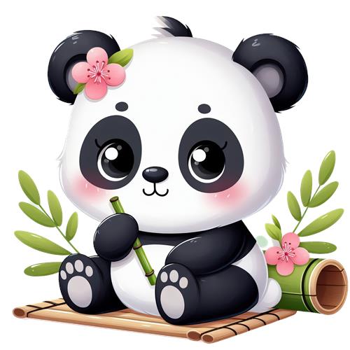 Sødt panda-barn med bambus