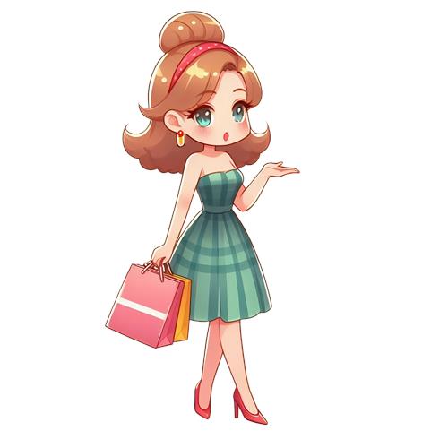 Shopping Girl in a Cute Dress