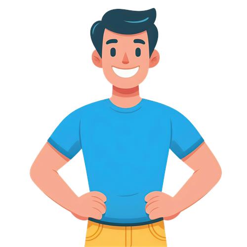 Glad ung mand med blå t-shirt