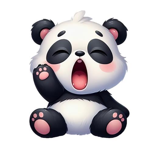 Søvnig panda i tegneseriestil
