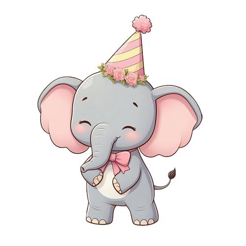 Festklædt Elefant med Blomsterkrans