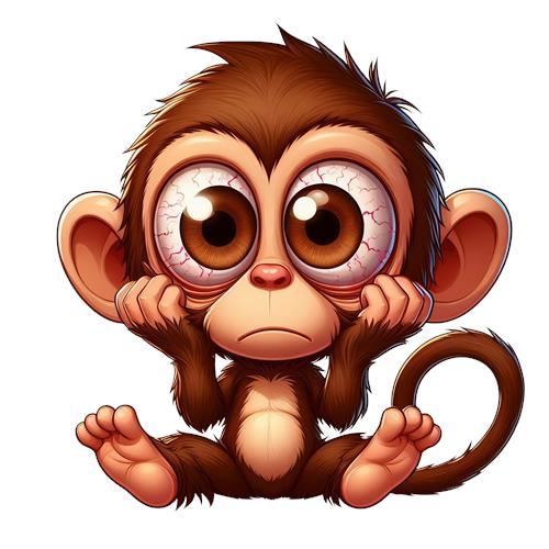 Sødt og trist abe-illustration