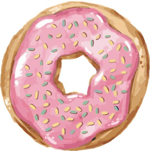 Farverig Donut med Pink Glasur