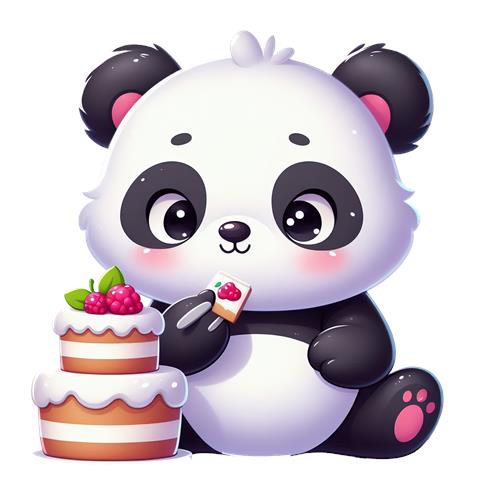 Sødt panda med kage