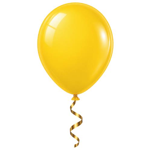 Gul ballon med serpentinesnor