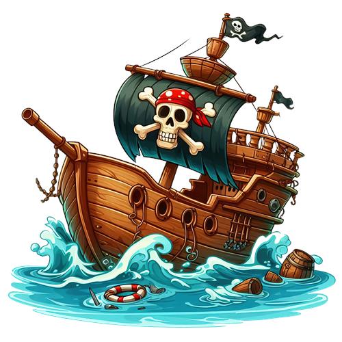 Pirateskib i stormfuldt hav