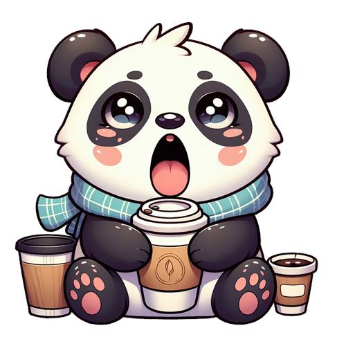 Sødt panda med kaffe