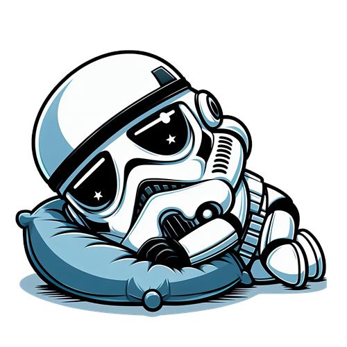 Søvnig Stormtrooper i Cartoon Stil