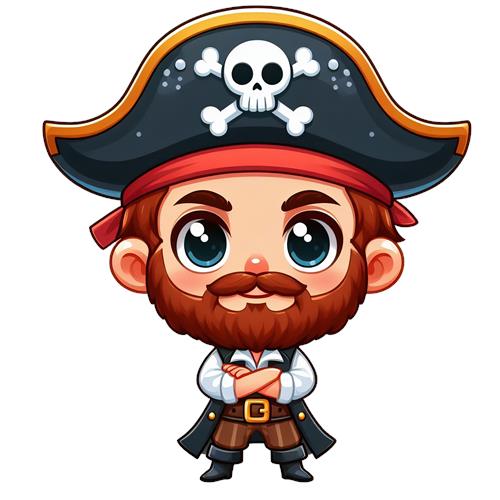 Sød piratkarakter med skæg