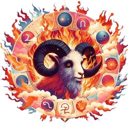 Astrologisk Vædder med Elementer af Ild