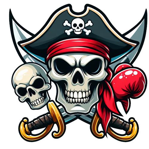 Pirateskull med sværd og knogler