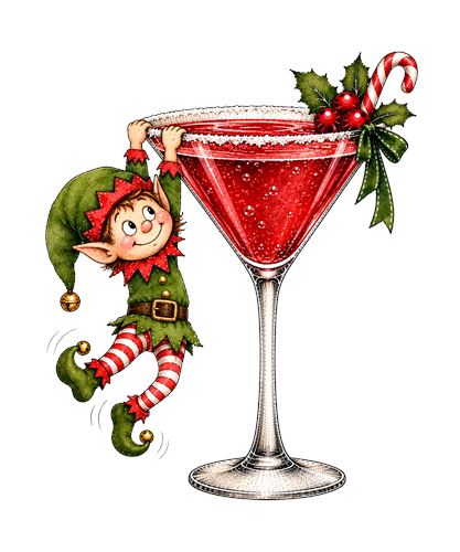 Julealf med rød cocktail og slikstok
