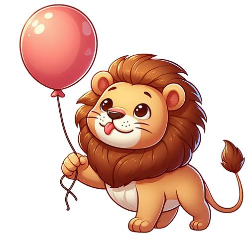 Kærlig løve med ballon