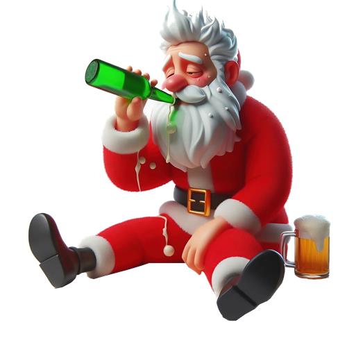 Julemanden med en drink