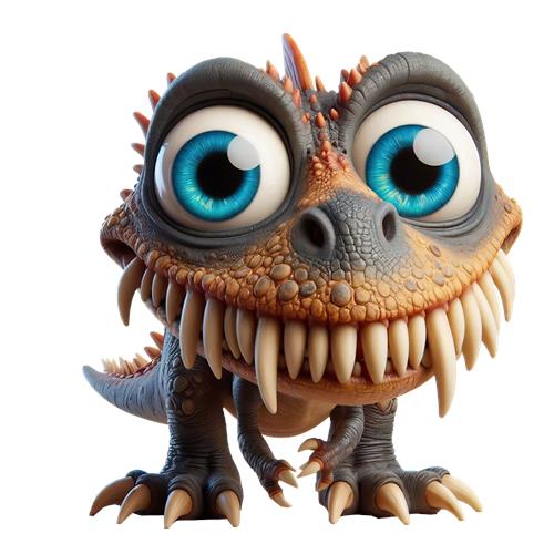 Sød og skæbnet dinosaur med store øjne
