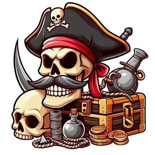 Piratskalle med Skattekiste